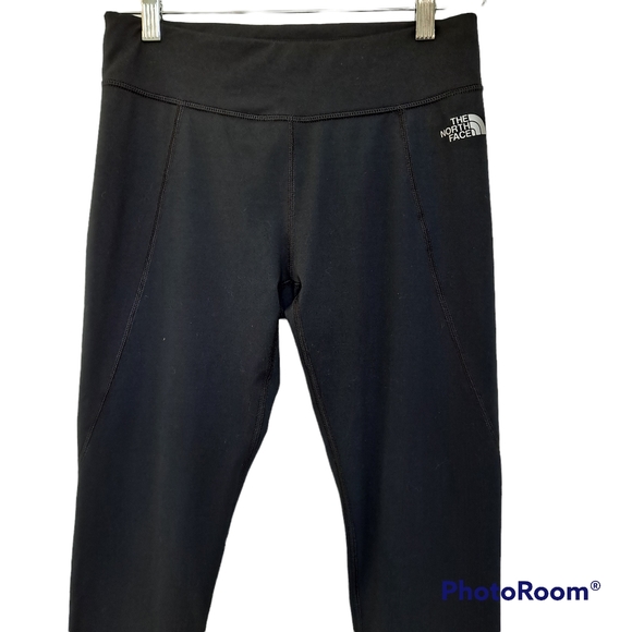 The North Face Solid Black Inner Drawstring Cropped Capri Leggings Women's szS - Picture 3 of 6